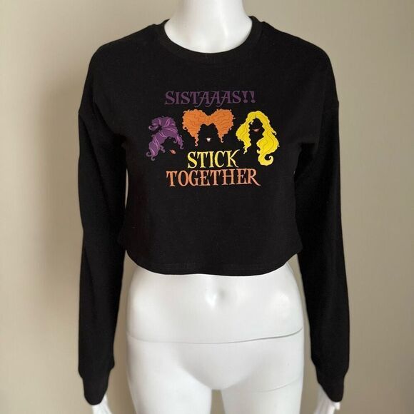 Hocus Pocus Sanderson Sisters Witches Cropped Long Sleeve Tee Size XS - Picture 3 of 6